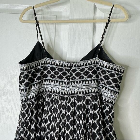 BCBGMaxazria Party Dress Sleeveless Sequins Tulle Printed Silk Black White 12 - Picture 11 of 16